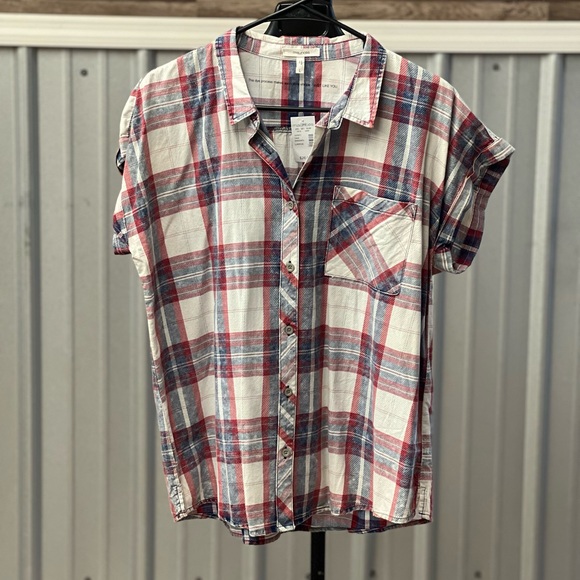 Maurices Tops - Maurices Red and Blue Plaid Shirt